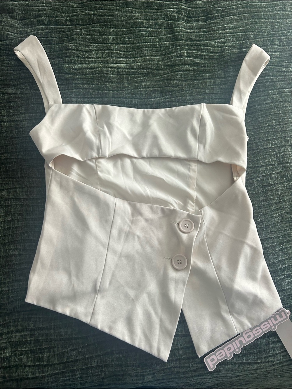 Ivory Asymmetrical Button Front Crop Top